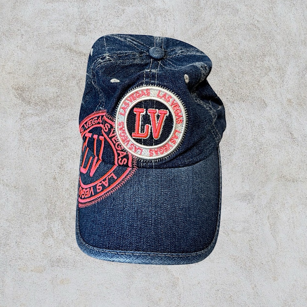 Las Vegas Denim Blue Pink & White Cap Hat